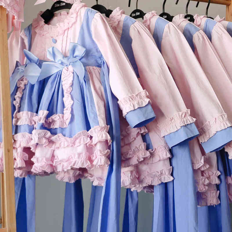 kids Dress 1-6Y Baby Girl dresses Autumn winter Pink Gown Vintage Spanish Turkish Lolita Princess Dress for Girl Birthday Party Y220510