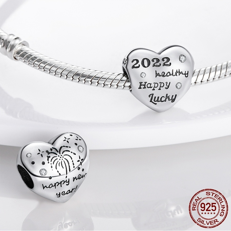925 Sterling Silver Dangle Charm DIY Heart Shape Dangle Charms For Mom Son Daughter Sister Friend Bead Fit Charms Bracelet DIY Jewelry Accessories