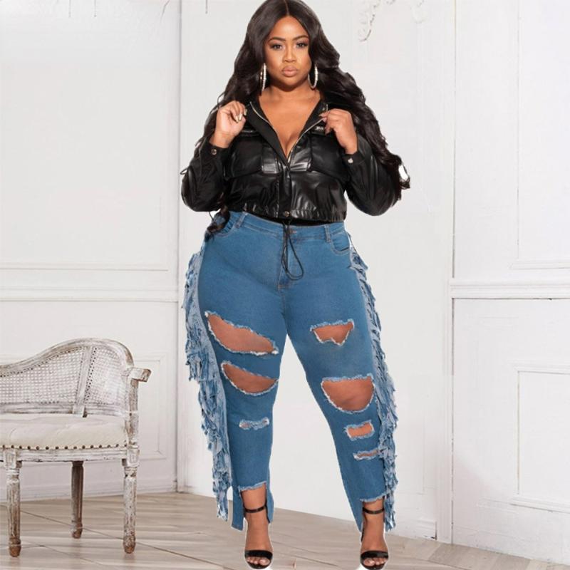 Women's Plus Size Pants Denim Bottoms Streetwear High Stretchy Holed Tassels Tights Jeans Casual Bodycon Cowboy Trousers Wholesale ItemsWome, Blue
Women's Plus Size Pants Denim Bottoms Streetwear High Stretchy Holed Tassels Tights Jeans Casual Bodycon Cowboy Trousers Wholesale ItemsWome, Blue