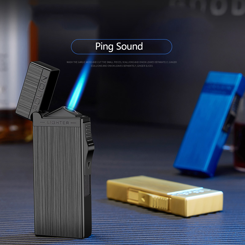 

Metal Jet Flame Inflatable Gas Lighter Butane Turbo Torch Cigarette Cigar PING Bright Sound Blue Flame Windproof Lighter Gadgets For Men
