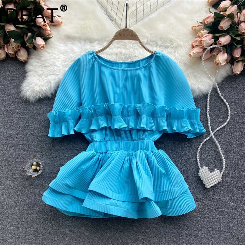 DEAT Women Ruffles Chiffon Pleated T-shirt Arrivals Round Neck Short Sleeve Temperament Fashion Spring Summer 11D1318 210709, White
DEAT Women Ruffles Chiffon Pleated T-shirt Arrivals Round Neck Short Sleeve Temperament Fashion Spring Summer 11D1318 210709, White