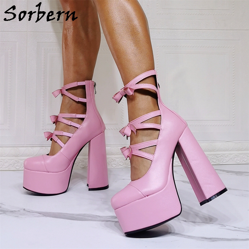 Sorbern Pink Women Pump Dress Shoes Block High Heel Platform Shoes Bowknot Straps Ankle Wrap Back Zipper Custom More Colors, Custom color
Sorbern Pink Women Pump Dress Shoes Block High Heel Platform Shoes Bowknot Straps Ankle Wrap Back Zipper Custom More Colors, Custom color