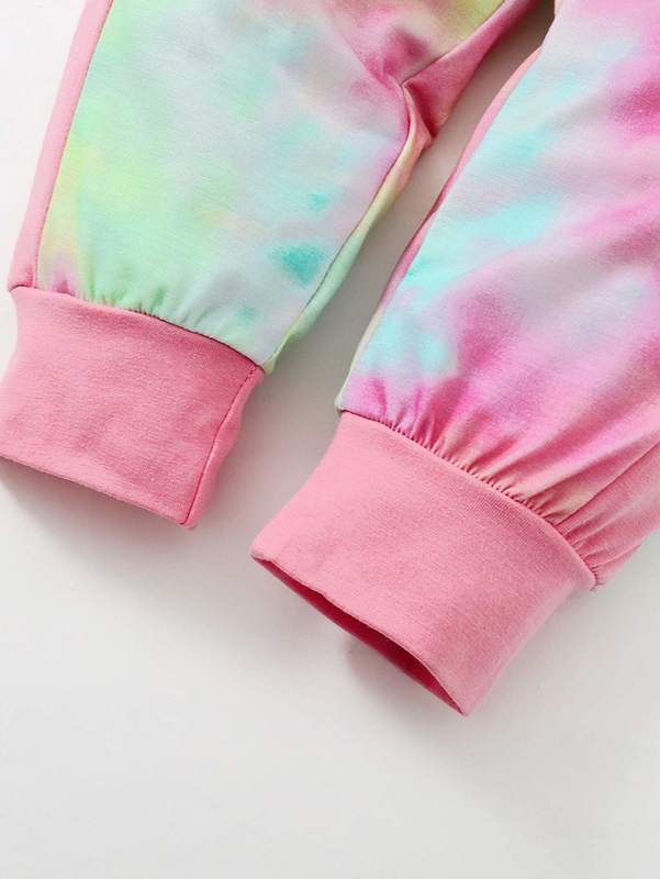 Toddler Girls Tie Dye Tee & Contrast Side Seam Sweatpants SHE