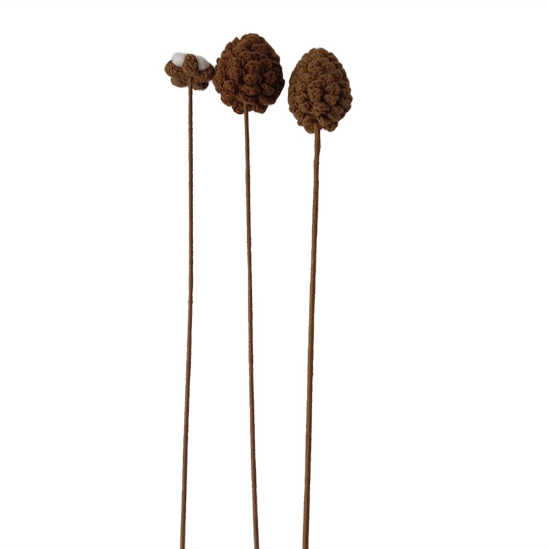 Handmade woolen knitted pine cone bouquet cotton bouquet Xuefeier five strands of finished simulation wool flower 5 pieces