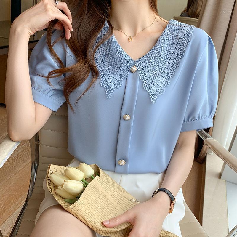 Women' Blouses & Shirts 2022 Summer Women Casual Slim Short Sleeve Lace Collar Chiffon Fashion Elegant Office Lady Tops Clothing, Blue
Women' Blouses & Shirts 2022 Summer Women Casual Slim Short Sleeve Lace Collar Chiffon Fashion Elegant Office Lady Tops Clothing, Blue