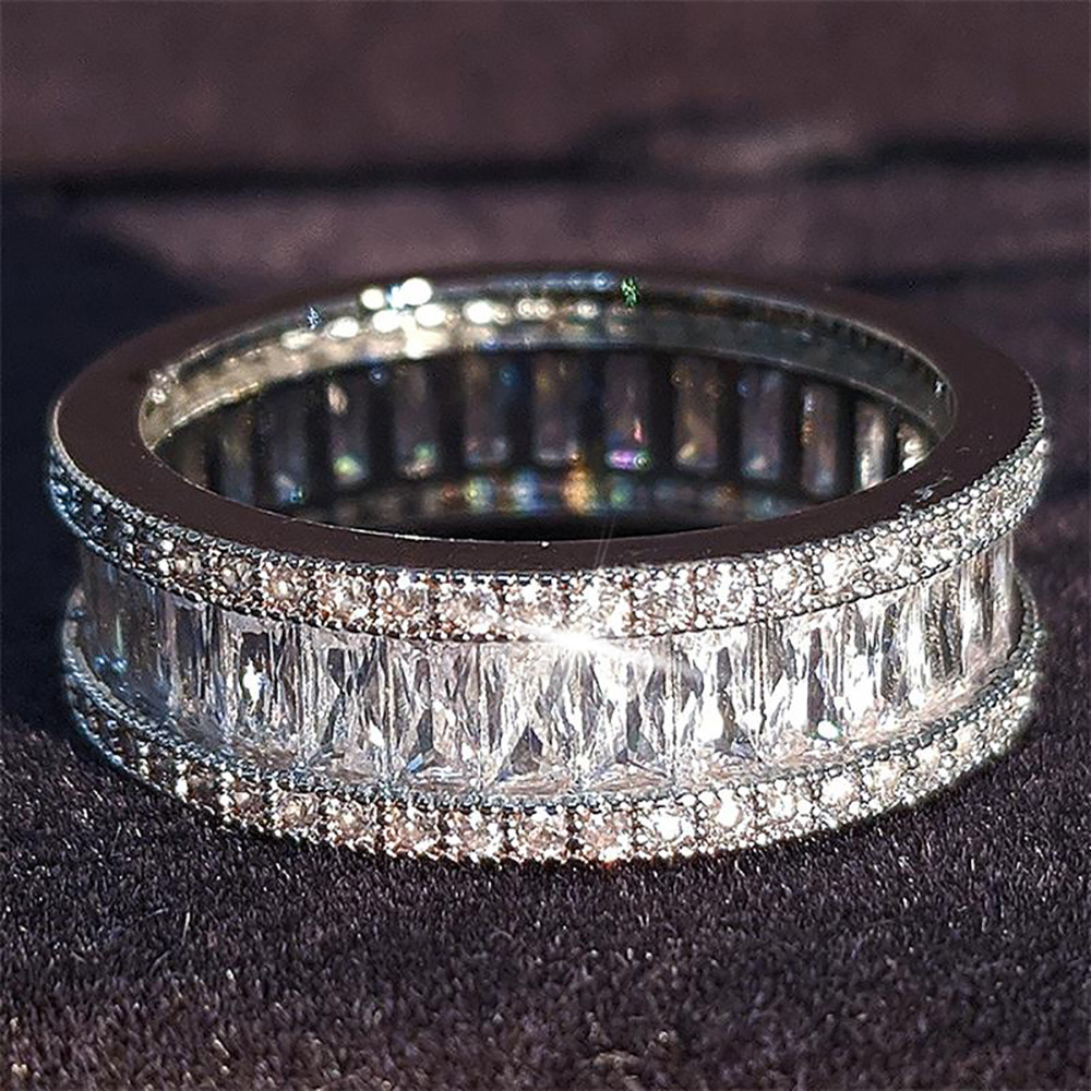 Choucong Brand Wedding Rings Luxury Jewelry 925 Sterling Silver Fill Radiant Shape 5A Cubic Zircon CZ Diamond Gemstones Party Women Engagement Band Ri