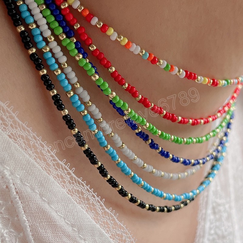 Colorful Beaded Choker Necklace Women Bohemian Handmade 8 Colors Mixed Golden Beads Necklace Jewelry
Colorful Beaded Choker Necklace Women Bohemian Handmade 8 Colors Mixed Golden Beads Necklace Jewelry