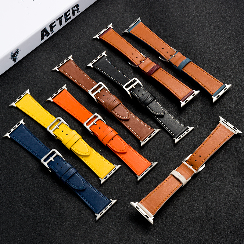 Factory Outlet For Watch Bands Business Leather Strap Men Ladies Universal iwatch Series 6 5 4 3 2 Black White Orange Yellow Blue 38 40 41 42 44 45mm
