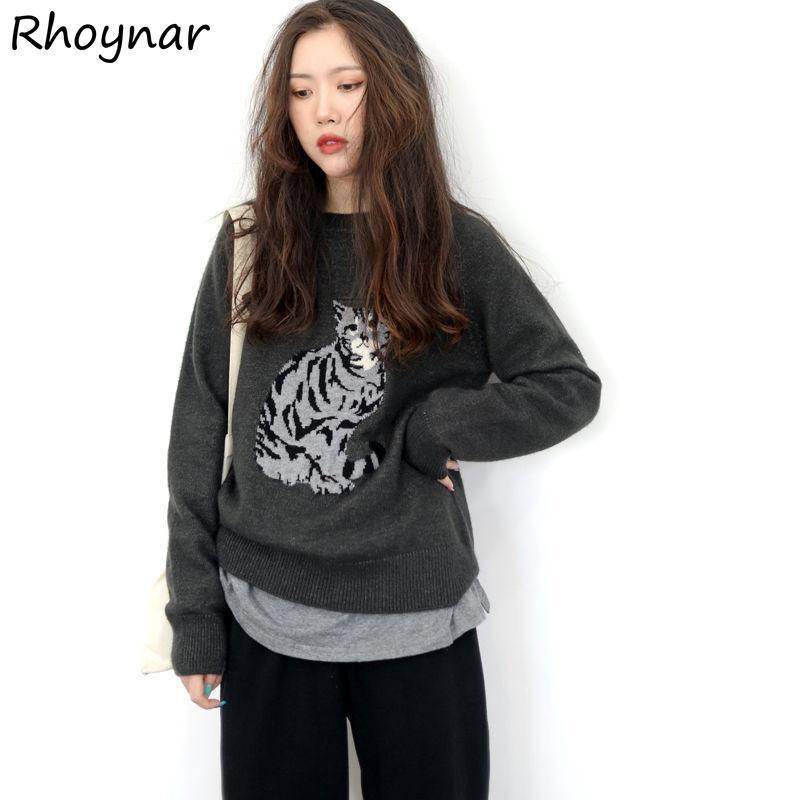 Women's Sweaters Pullovers Women Cartoon Fashion Simple Korean Style Knitting Harajuku All-match Spring Female Daily Vintage Long Sleeve, White;black
Women's Sweaters Pullovers Women Cartoon Fashion Simple Korean Style Knitting Harajuku All-match Spring Female Daily Vintage Long Sleeve, White;black