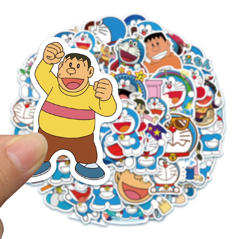 50Pcs/Lot Japanese Anime Stickers Doraemon Nobita Nobi Shizuka Cartoon Stickers Scrapbook Planner Laptop Luggage Phone Car Sticker
