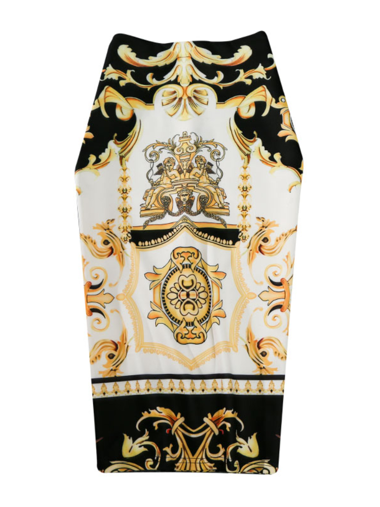 -Coming European Women Summer Print Pencil Skirt High Stretch Personality Midi Slip Hip Female Autumn 220317