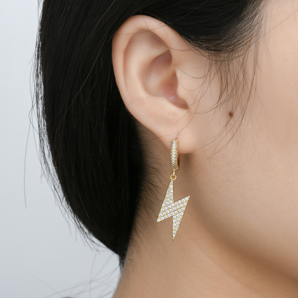 18K Real Gold Hoop Cross Heart Dangle Huggie Earrings for Men Women Iced Out Pentagram Fine Quality Bling Cubic Zirconia Hip Hop Diamond Stud Earring 