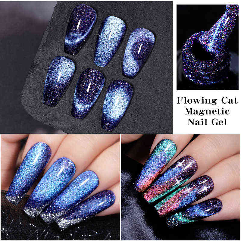 Nail Gel Toy Lilycute 7ml Flowing Cat Magnetic Polish Semi Permanent Glitter Soak Off Uv Art Varnish 0328