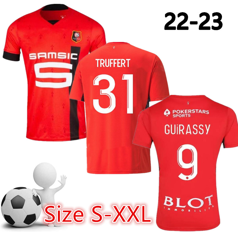 Stade Rennais 22 23 soccer jerseys Rennes maillot de foot 2022 2023 SULEMANA BOURIGEAUD TERRIER DOKU TAIT Guirassy MAJER AGUERD TRAORE Men kits football shirt
Stade Rennais 22 23 soccer jerseys Rennes maillot de foot 2022 2023 SULEMANA BOURIGEAUD TERRIER DOKU TAIT Guirassy MAJER AGUERD TRAORE Men kits football shirt