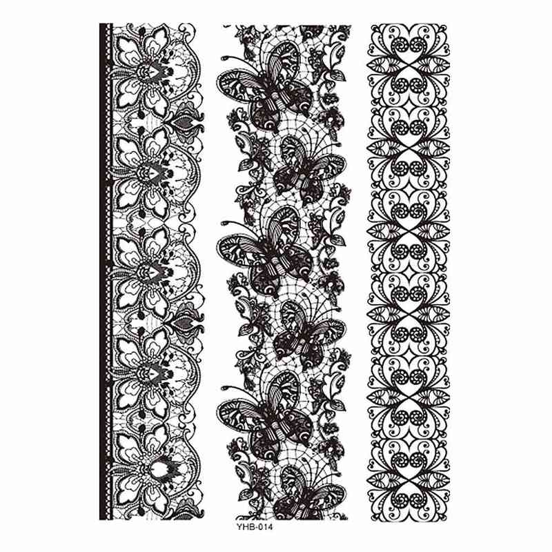 NXY Temporary Tattoo 1pc Large Henna Stickers for Wedding Gbj206 Black Ink Lace Paste Women Party Brides Flower 21x15cm 0330