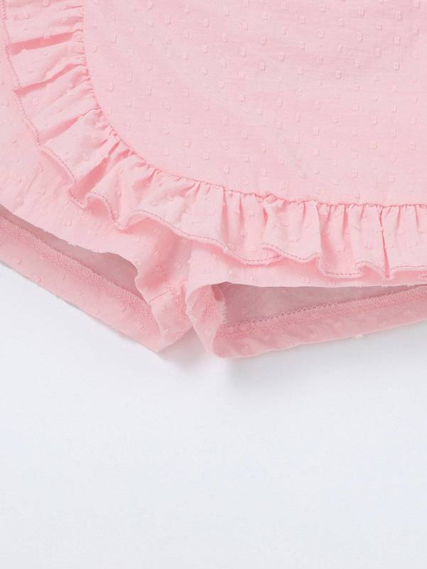 Toddler Girls Bow Front Tee & Swiss Dot Ruffle Trim Skorts SHE