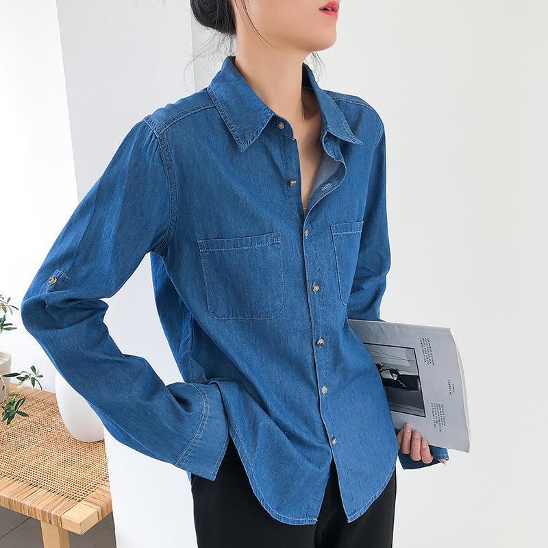 Women' Blouses & Shirts Denim Shirt Women Classic Collection Long Sleeve Turn Down Collar Jeans Front Button Double Pockets Ladies Casual T, Dark blue
Women' Blouses & Shirts Denim Shirt Women Classic Collection Long Sleeve Turn Down Collar Jeans Front Button Double Pockets Ladies Casual T, Dark blue
