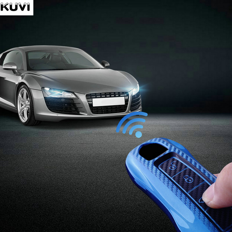 Carbon Fiber Grain TPU Car Key Case Remote Protect Frame Cover For Porsche Cayenne Panamera 911 992 971 Carrera Taycan