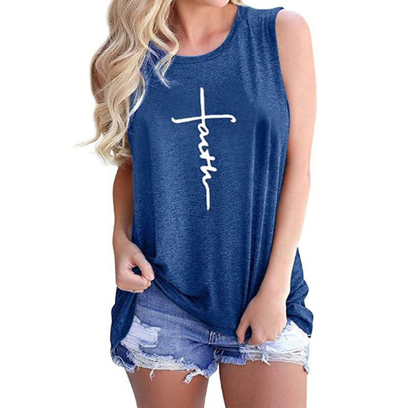 Women's Tanks & Camis Round Neck Sleeveless T-Shirt European And American Products Ladies Vest Faith Letter PrintingWomen's
Women's Tanks & Camis Round Neck Sleeveless T-Shirt European And American Products Ladies Vest Faith Letter PrintingWomen's