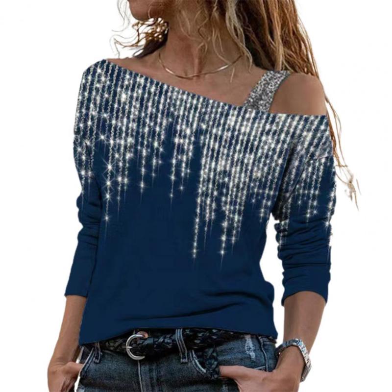Women' Blouses & Shirts Elegant Lady Shirt Colorful Shiny One Shoulder Artistic Spring Autumn Blouse And Women Top For Daily Wear Blusa, Blue
Women' Blouses & Shirts Elegant Lady Shirt Colorful Shiny One Shoulder Artistic Spring Autumn Blouse And Women Top For Daily Wear Blusa, Blue