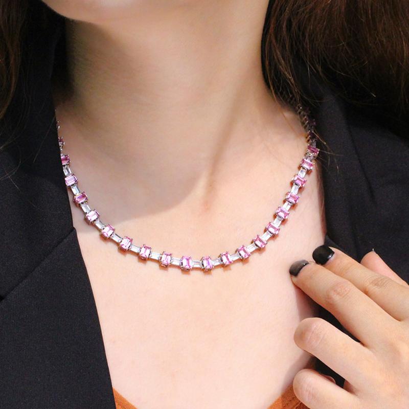 Chains CWWZircons High End Bling Rectangle Pink Cubic Zircon Party Tennis Link Chain Necklace For Women Luxury CZ Hiphop Jewelry CP090Chains
Chains CWWZircons High End Bling Rectangle Pink Cubic Zircon Party Tennis Link Chain Necklace For Women Luxury CZ Hiphop Jewelry CP090Chains
