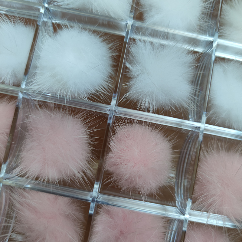 24Pcs Detachable Magnet Ball Fluffy White+Pink 3D27*27mm Puffy Pom Pons Kit Jewelry Manicure Accessories DIY Nails Charms In Box