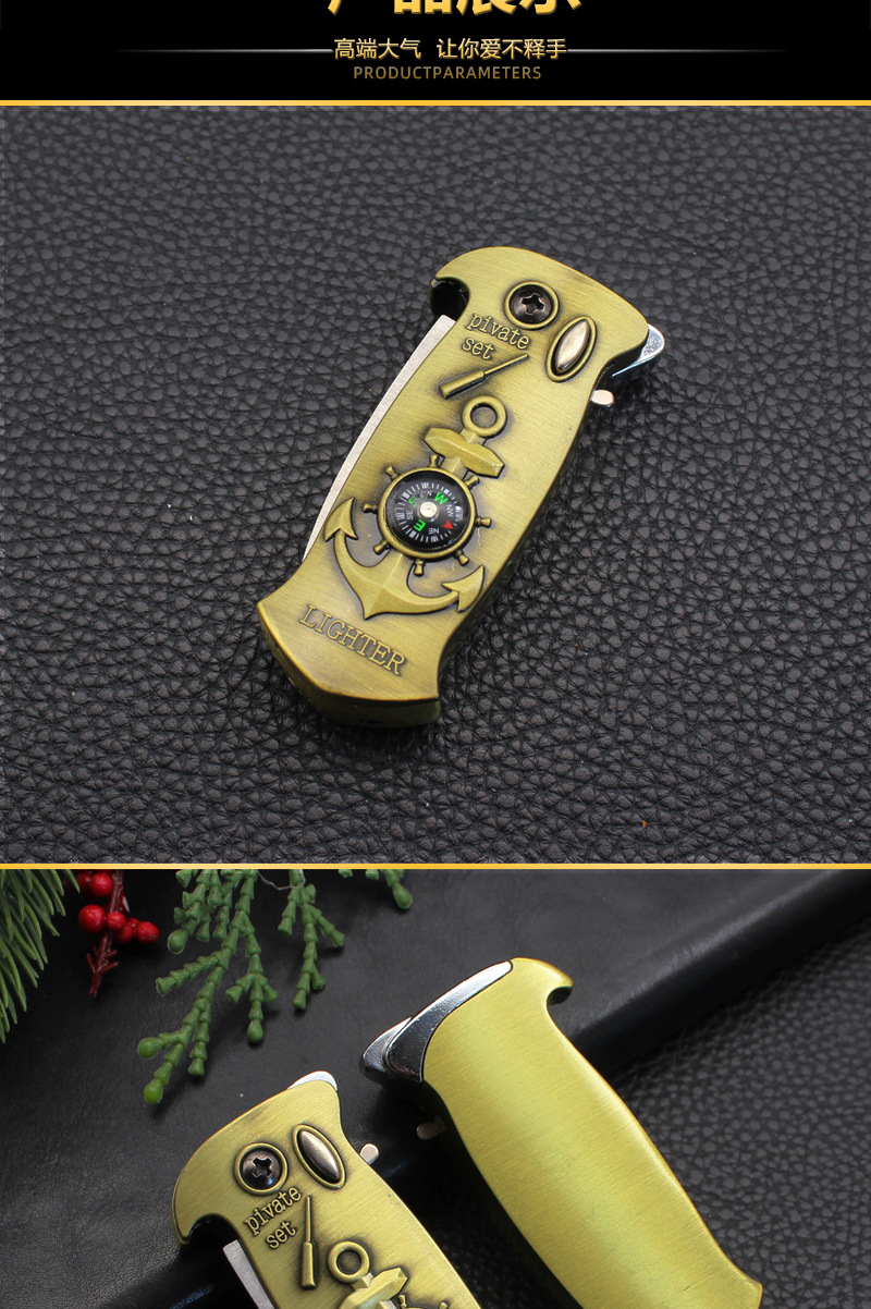 Creative Multifunctional Metal Knife Windproof Straight Jet Lighter Gas Inflatable Smoking Set Outdoor Tool Torch W260202