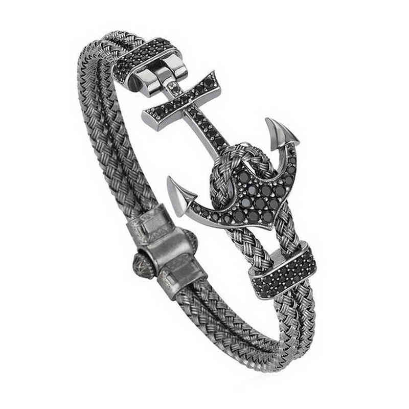 Hot selling magnet buckle stainls wire rope Braided men's titanium steel diamond inlaid ship anchor Bracelet
Hot selling magnet buckle stainls wire rope Braided men's titanium steel diamond inlaid ship anchor Bracelet