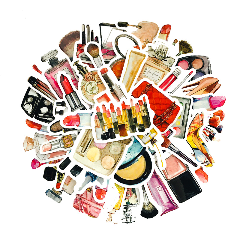 5Set=200Pcs Coffee Mushroom Baking Packaging Stickers Luggage Notebook Cosmetics Lipstick Stickers