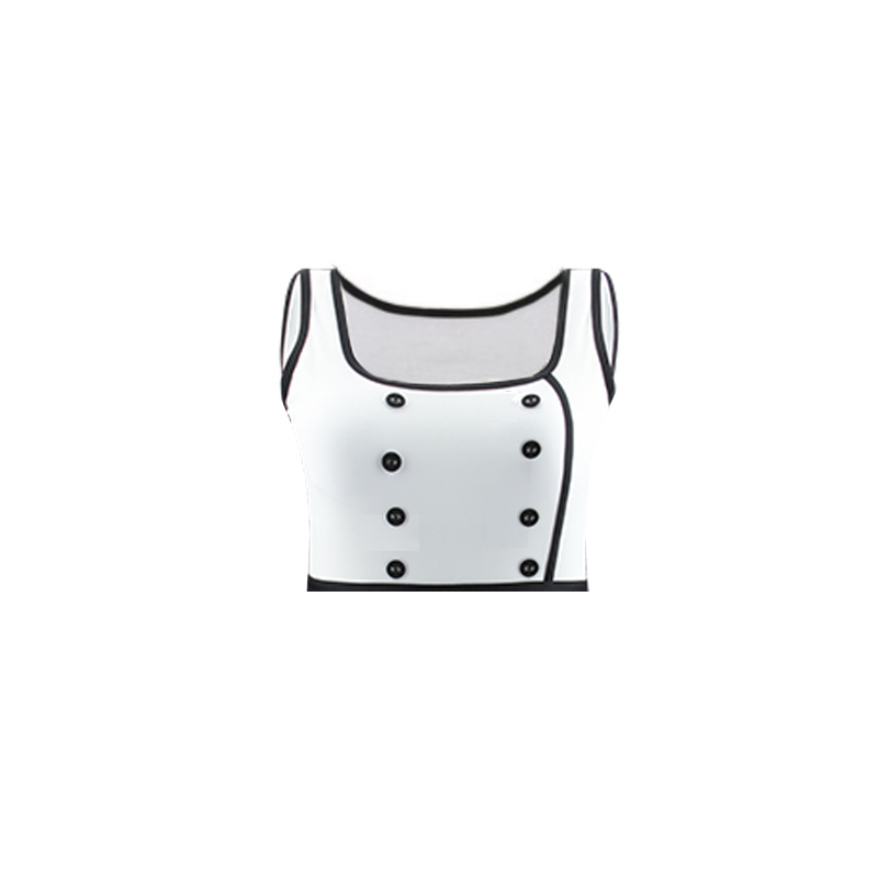 Sexy Girl Dancing Lady Crop Top White Sleeveless Shirt Women Double Buttons Cool Chemise Femme Camiseta Feminina Camisa Mujer 220325