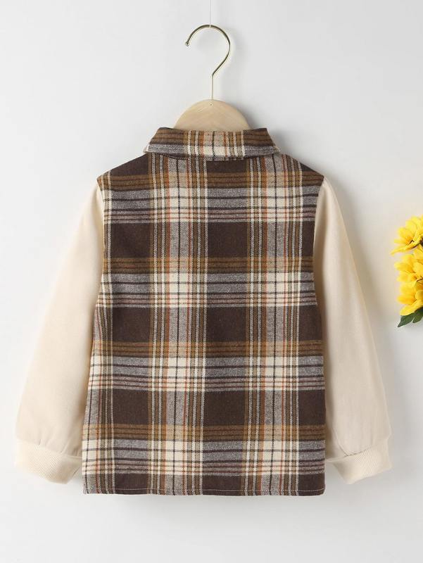 Toddler Boys Contrast Plaid Print Coat SHE