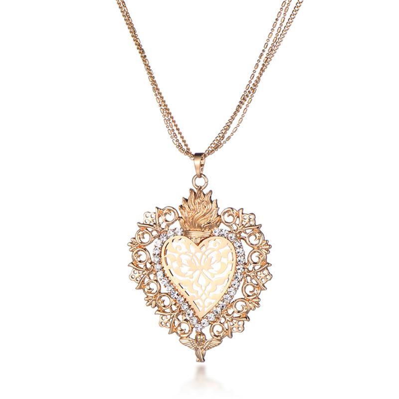 Pendant Necklaces Elegant Big Heart Pendants Charms Gold Cyrstal Noble Necklace Multilayer Chains For Bijoux Femme Jewelry Wedding Gifts
Pendant Necklaces Elegant Big Heart Pendants Charms Gold Cyrstal Noble Necklace Multilayer Chains For Bijoux Femme Jewelry Wedding Gifts