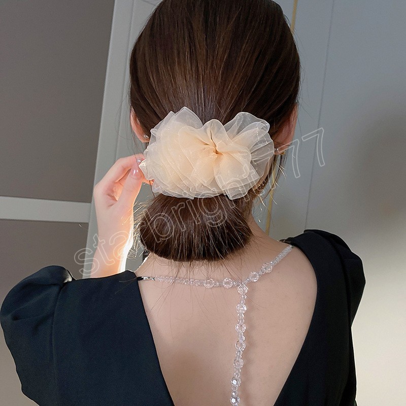 Women Elegant Flowers Bun Maruko Hairstyles Making Long Tools Sweet Headband Hairbands Fashion Hair Accessories