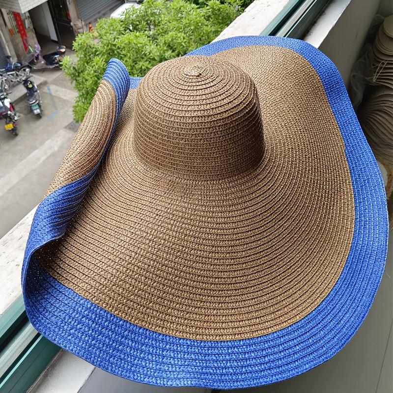 Wide Brim Hats Rainbow Striped Big Anti-ultraviolet Sunshade Sun Hat Beach With Wire Edge Can Be Folded ArbitrarilyWide