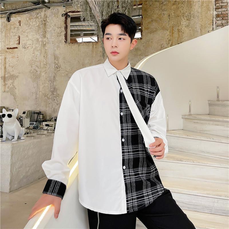 Men's Casual Shirts Man Streetwear Vintage Fashion Dress Men Tie Plaid Splice Loose Long Sleeve Shirt Male, S130 white
Men's Casual Shirts Man Streetwear Vintage Fashion Dress Men Tie Plaid Splice Loose Long Sleeve Shirt Male, S130 white