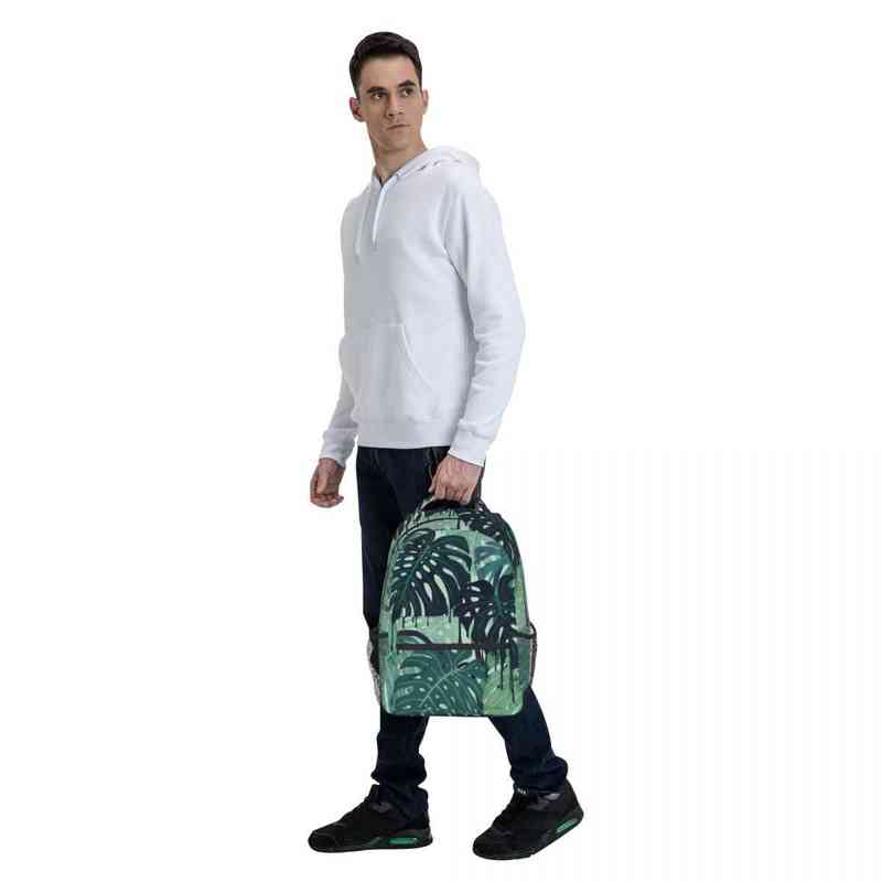 Monstera Melt In Green Backpack Men Women School Bag Teenage Travel Tropical Plant Rucksack MultiPockets AA220316