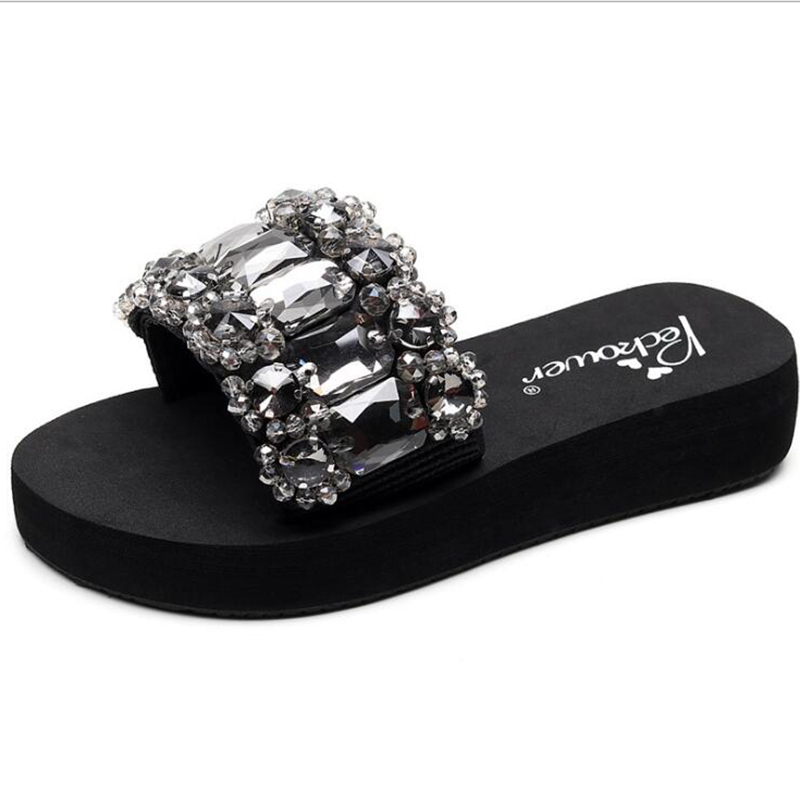 Childrens slippers girls slippers sweet summer shoes lovely kids slippers gem princess shoes parent child shoes s76 220426