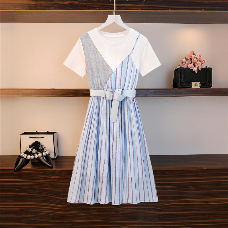 Plus Size Dresses Dress Women Summer Sexy Striped Print Strap Round Neck Short Sleeve Sashes Fashion Chiffon Patchwork Chic, The picture color
Plus Size Dresses Dress Women Summer Sexy Striped Print Strap Round Neck Short Sleeve Sashes Fashion Chiffon Patchwork Chic, The picture color