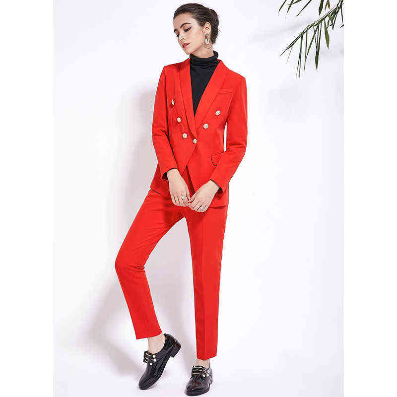 2020 New Design Women Pants Suit Red Pink Office Business Double Breasted Button Blazer Pants Two Piece Set Formal Suits Autumn J220813, Red suits
2020 New Design Women Pants Suit Red Pink Office Business Double Breasted Button Blazer Pants Two Piece Set Formal Suits Autumn J220813, Red suits