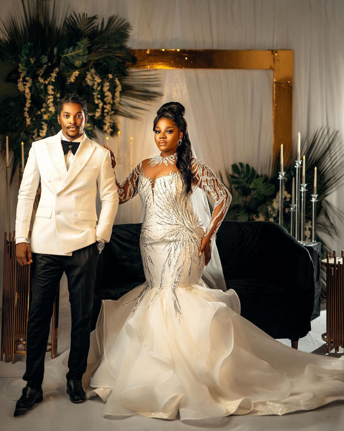 Plus Sexy Customized Size Mermaid Wedding Dress Sier Sequins Long Sleeve Bride Dresses Robe De Mariee Bridal Gowns Es 0914