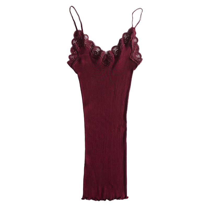 SuyaDream Women Lace Camis 70%Real Silk 30%Cotton Camisoles Spandex knits Soft Basic shirt Vest Solid colors 220316