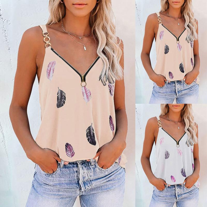 Women' Tanks & Camis Women Zipper V Neck Vest Summer Camisole Sleeveless Shirt Casual Loose Leaf Print Tank Top Lady Strap Tops Roupas Femi, Pink
Women' Tanks & Camis Women Zipper V Neck Vest Summer Camisole Sleeveless Shirt Casual Loose Leaf Print Tank Top Lady Strap Tops Roupas Femi, Pink