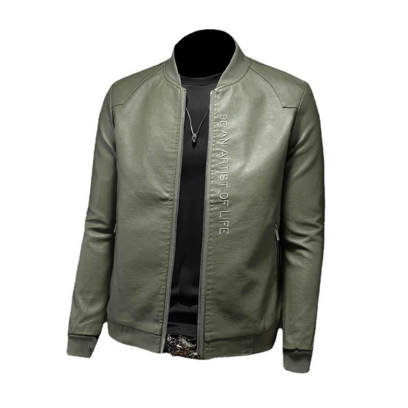 Men's Leather Jacket British Style Casual Simple Lapel Slim Baseball Uniform Leather Jacket Casual Men's Coat Clothing 220816