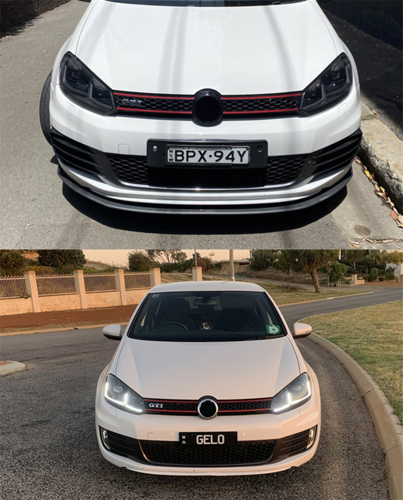 2 PCS Car Lights Parts For VW Golf 6 MK6 jetta R20 2009-2012 Black Samurai Style Head lamps LED Headlight LED Dual beam lens