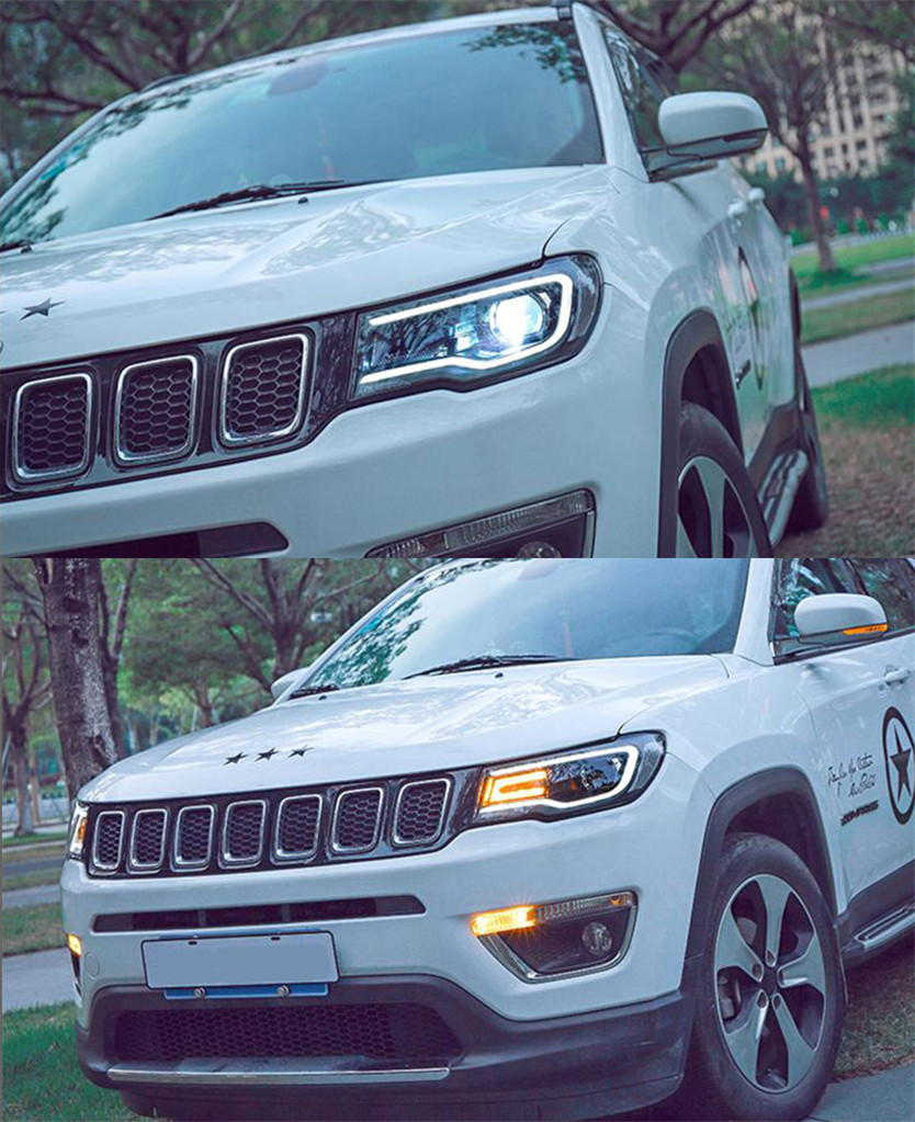 Car LED Headlights For Jeep Compass LED Headlight 20 17-2021 High Beam Turn Signal Daytime Running Lights