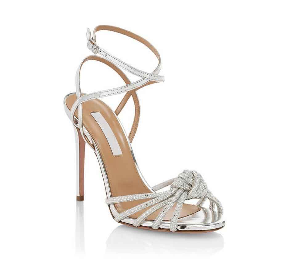 Elegant Evening Aquazzus Celeste Sandals Shoes Women High Heels Crystal Strappy Sandalias Comfort Walking Bridal Wedding EU35-42