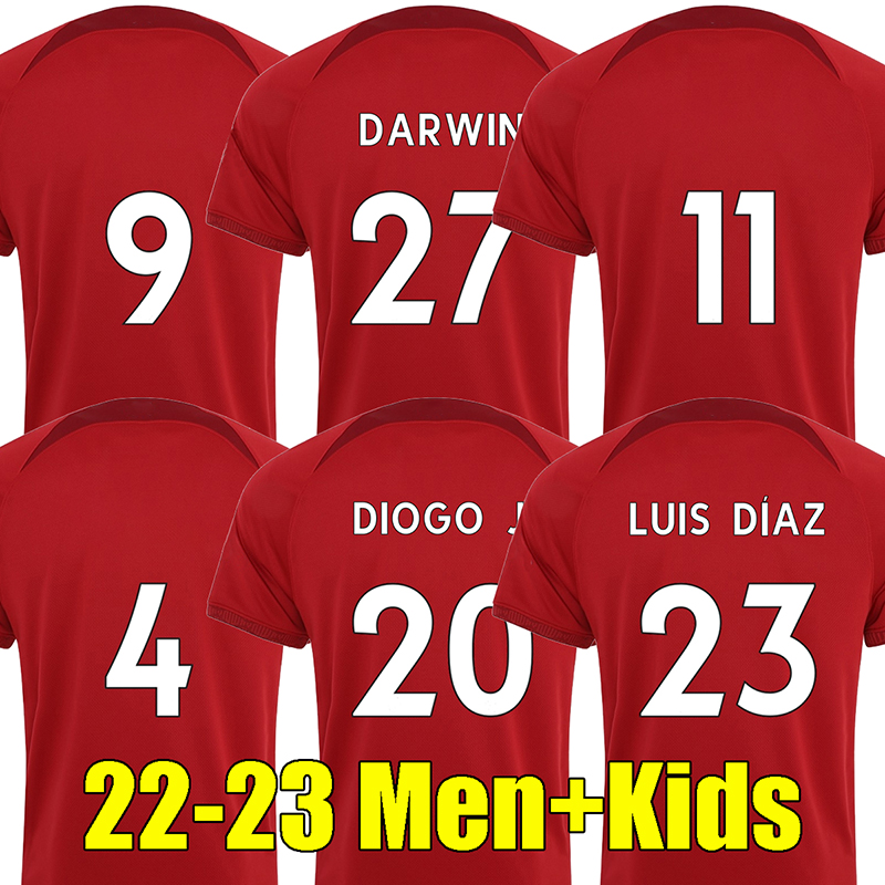 22 23 Darwin Soccer Jerseys Nunez luis Football Shirt diaz 2022 2023 diogo keita jones Jota Thailand quality Men Kids Kits, Home
22 23 Darwin Soccer Jerseys Nunez luis Football Shirt diaz 2022 2023 diogo keita jones Jota Thailand quality Men Kids Kits, Home