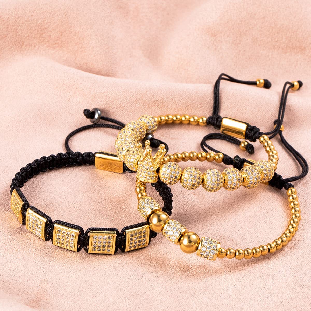 Imperial Crown King Mens Bracelet Pave CZ ,Gold Bracelets for Men Luxury Charm Fashion Cuff Bangle Crown Birthday Jewelry