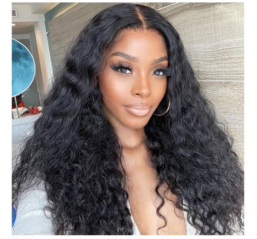 Invisible Real hd Transparent lace water wave 13x4 frontal lace wig pre plucked curly natural human hair 150% density