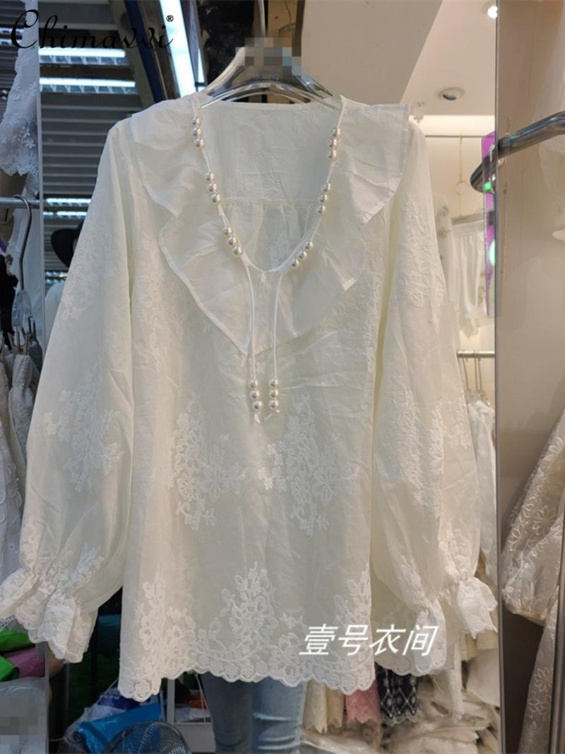 Women's Blouses & Shirts European 2022 Summer Fashion 3D Embroidered Loose Beaded Lotus Collar Long Sleeve Sunscreen Lace Blusas Women TopsW, Apricot
Women's Blouses & Shirts European 2022 Summer Fashion 3D Embroidered Loose Beaded Lotus Collar Long Sleeve Sunscreen Lace Blusas Women TopsW, Apricot